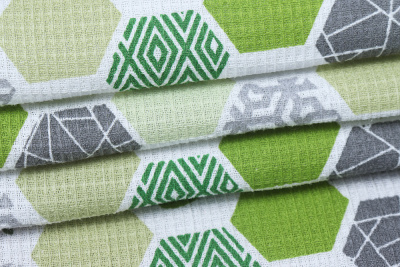 Полотно вафельное Зеленый/серый - изображение