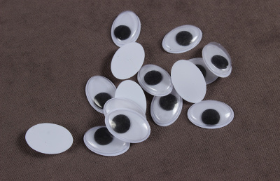 Глазки двигающиеся 15*10мм овальные Черный/белый - изображение