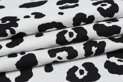 Лен принт 10011 Звериный принт Молочный/черный - изображение