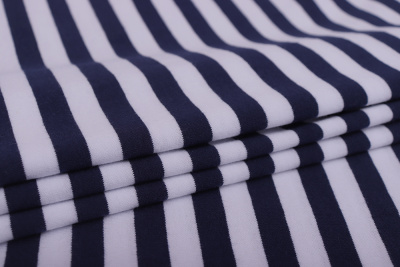 Кулирная гладь Тельняшка т.синий/белый - изображение