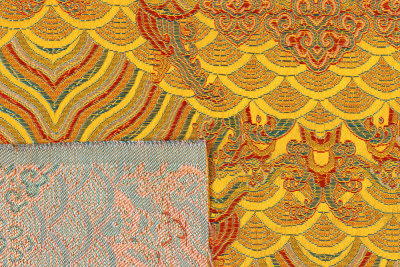 Шелк-жаккард волны Желтый - изображение