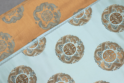 Жаккард монгольский медальон/дракон Мятный - изображение