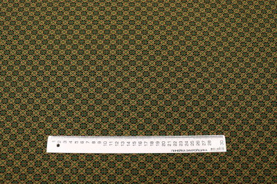 Трикотаж-жаккард ROYCE 54016 Ромбы/цветы Горчичный/зеленый/черный - изображение