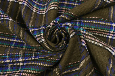 Клетка костюмно-пальтовая 2908 260гр/м.кв.Хаки/синий/зеленый - изображение