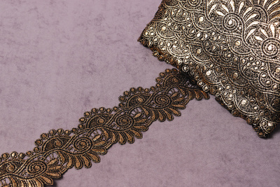 Кружево 60мм окрашенное Черный/золото - изображение