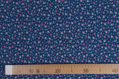 Ситец 80 набивной 85 гр/м.кв. Цветы на морской волне - изображение