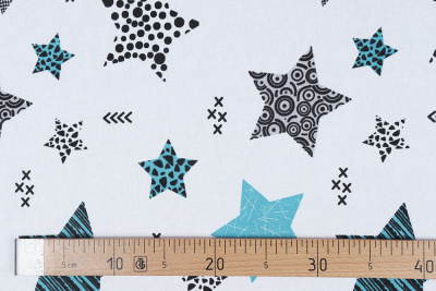 Фланель набивная Звезды на белом - изображение