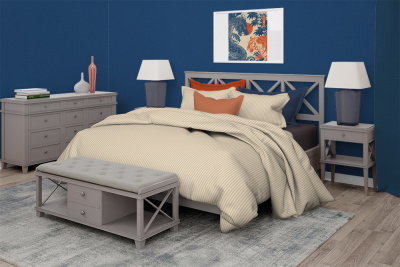 Страйп-сатин 130 гр/м.кв.240 Мелкая полоска 1*1 Шампань - изображение