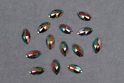 Стразы пришивные 9*18мм пластик Листик АВ - изображение