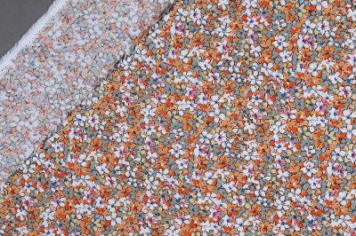 Штапель набивной ANNA 121473 Цветы на оранжевом - изображение