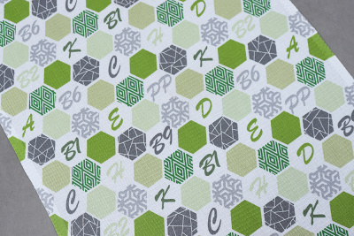 Полотно вафельное Зеленый/серый - изображение