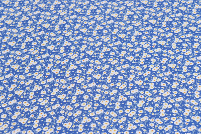 Шифон набивной 10631 Мелкие цветы на синем - изображение