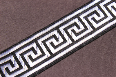 Тесьма жаккардовая 35мм Версаче Черный/Серебро - изображение