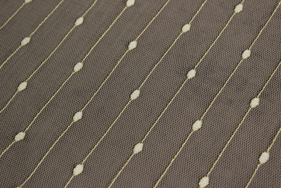 Сетка вышивка металлик 15309 Молочный/золото - изображение