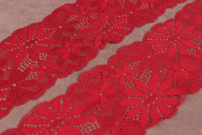 Кружево 70мм эластичное Бордовый - изображение