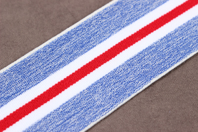Тесьма эластичная 40мм Синий/красный/белый - изображение
