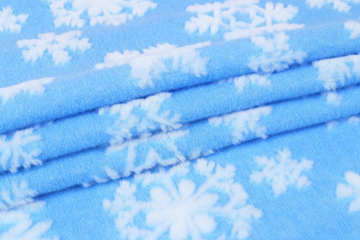 Мех ИТЖФ2 707 Голубой с белыми снежинками - изображение