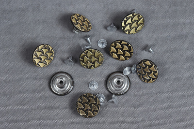 Пуговица 20мм джинсовая чешуя Антик - изображение