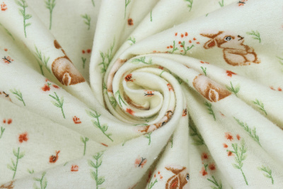 Фланель наб 90 Зайки на бежевом - изображение