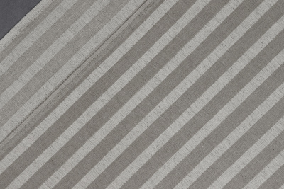 Лен набивной П-25 150 ИВ Коричневые полосы на бежевом - изображение