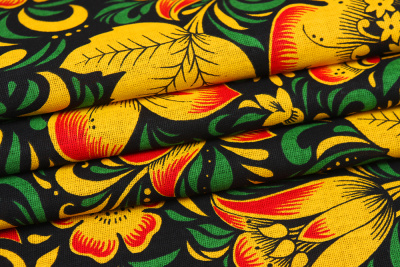 Бязь-универсал П13-150 ИВ Хохлома на черном - изображение