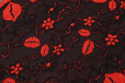 Кружево эластичное 260мм Черный/Красный Губки - изображение