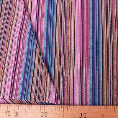 Гобелен 150 облегченный Фиолетовые,голубые,черные,бежевые полоски - изображение