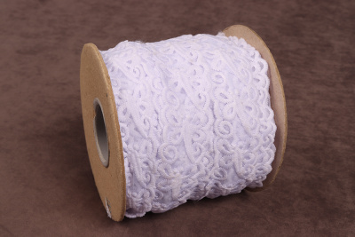 Кружево 40мм на сетке Стрекозы Белый - изображение