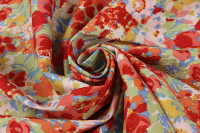 Хлопок-стрейч Красные акварельные тюльпаны - изображение