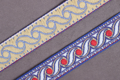 Лента 17мм жаккардовая 9399 Синий/Красный/Белый - изображение