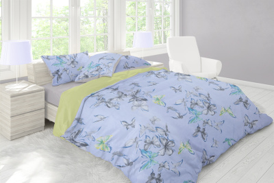 Перкаль наб 110гр/м.кв. МАПС 239 Бабочки на голубом - изображение