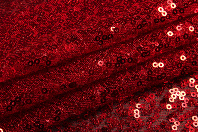 Пайетки на сетке Красный - изображение