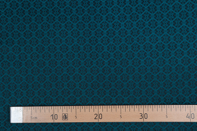 Жаккард плательный 2533 Черный/морская волна - изображение