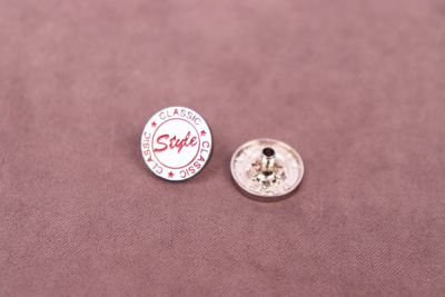 Кнопки пробивные 15мм декоративная Stylе Никель/красный - изображение