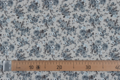 Лен набивной П-25 150 ИВ Розочки на бежевом - изображение