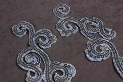 Термоаппликация с пайетками Орнамент Серебро 8661 - изображение