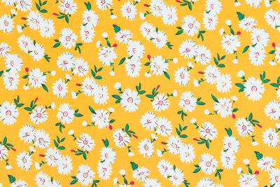 Поплин набивной Цветы на желтом - изображение