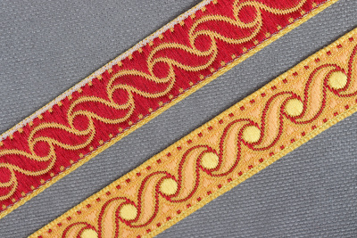 Лента 16мм жаккардовая 9399 Желтый/Бежевый/Коричневый - изображение