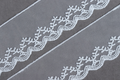 Кружево 60мм на сетке Орнамент Белый №20 - изображение