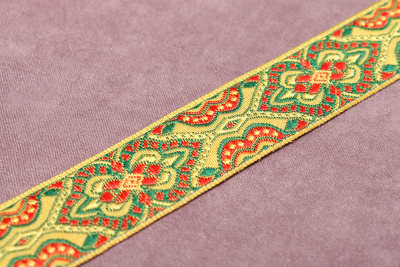 Лента 23мм жаккардовая 9192 Желтый/Красный/Зеленый - изображение