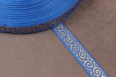 Лента 18мм жаккардовая 8681Бесконечность Синий/Золото - изображение