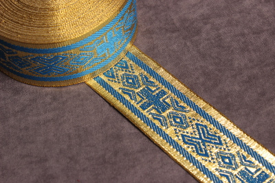 Галун 36мм Бирюза на золоте - изображение