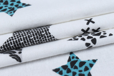 Фланель набивная Звезды на белом - изображение