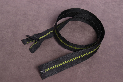 Молния водоотталкивающая 80см Т5 разъемная спираль Черный/Желтый - изображение