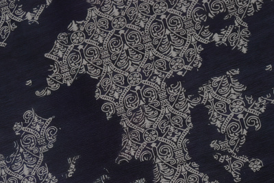 Кулирная гладь с лайкрой Вензеля на серо-синем - изображение