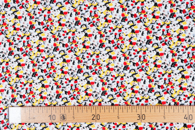 Поплин набивной Цветы на белом - изображение