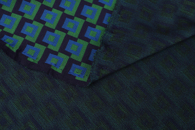 Трикотаж-жаккард ROYCE 54016 Квадраты Синий/зеленый/черный - изображение