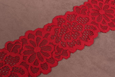 Кружево 65мм эластичное Бордовый - изображение