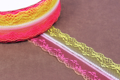 Кружево 42мм капроновое градиент Яр.Розовый/Желтый - изображение