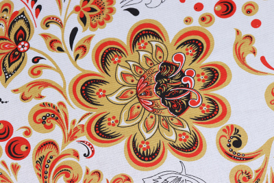 Рогожка набивная Новая хохлома - изображение